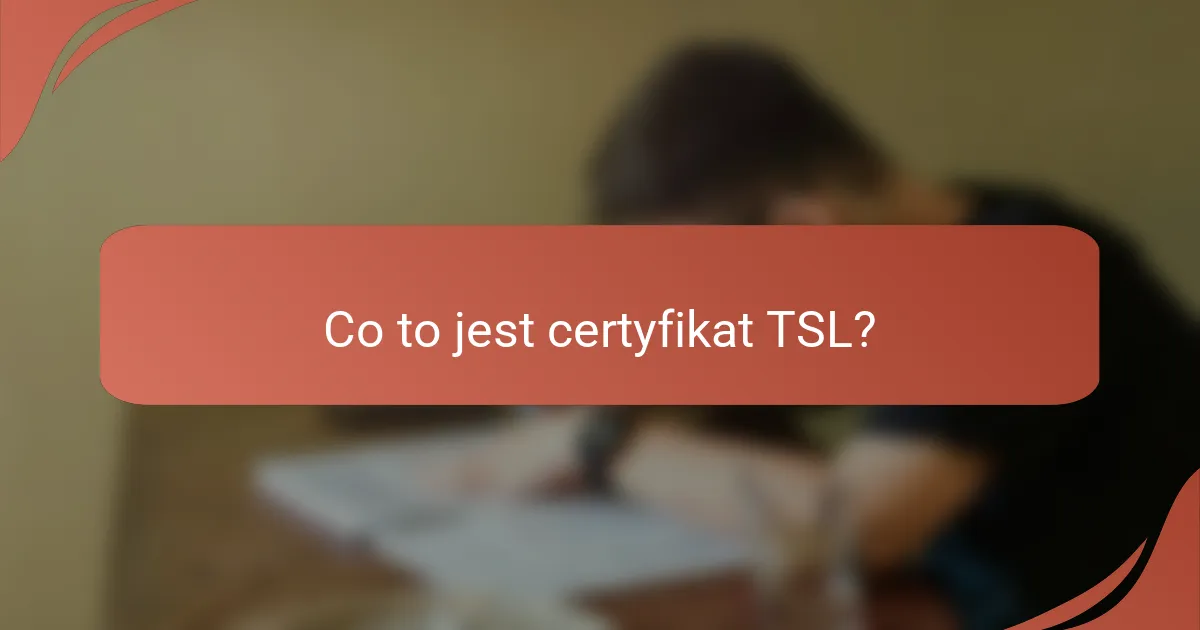 Co to jest certyfikat TSL?