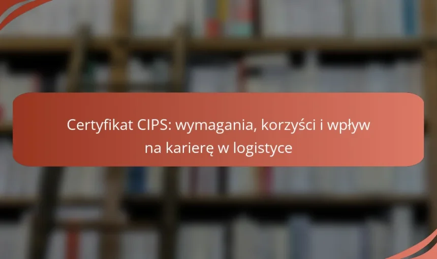 Certyfikat CIPS: wymagania, korzyści i wpływ na karierę w logistyce
