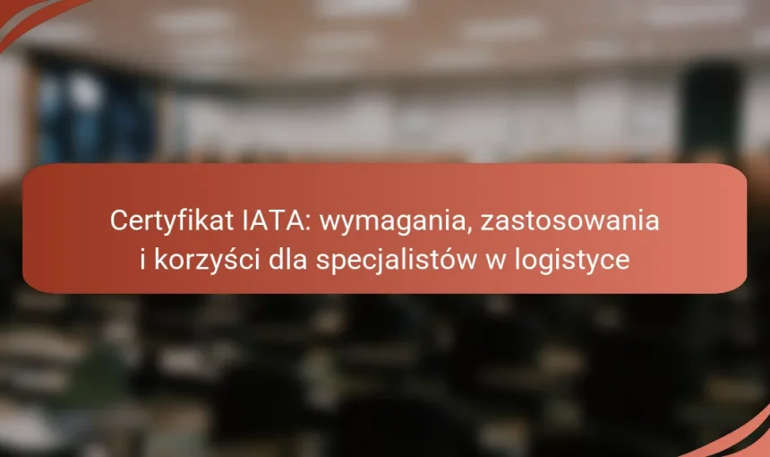 Certyfikat IATA: wymagania, zastosowania i korzyści dla specjalistów w logistyce