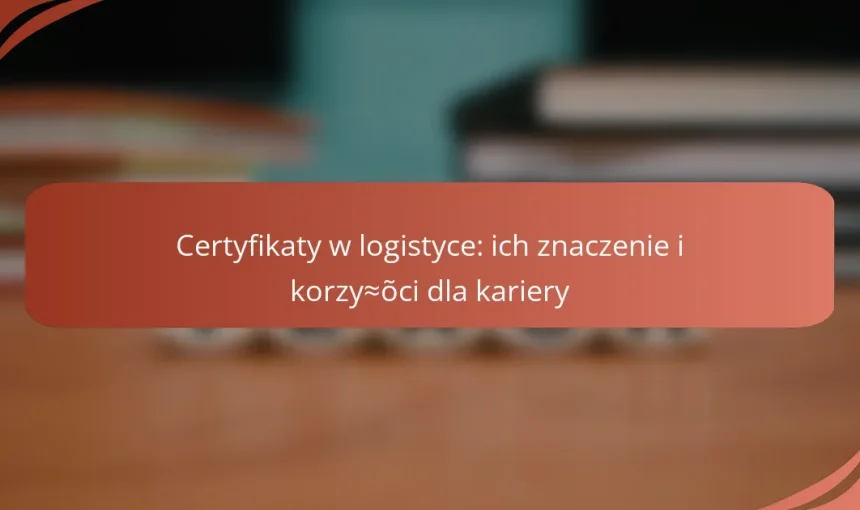 Certyfikaty w logistyce: ich znaczenie i korzyści dla kariery