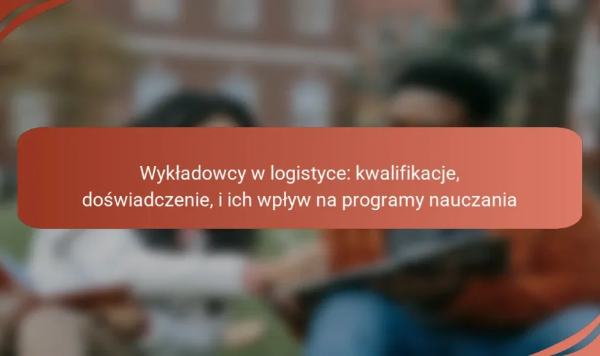 Wykładowcy w logistyce: kwalifikacje, doświadczenie, i ich wpływ na programy nauczania