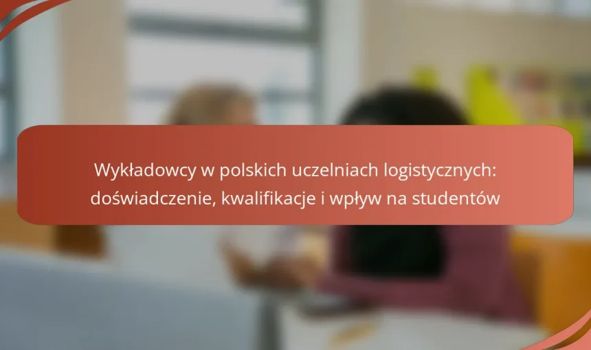 Wykładowcy w polskich uczelniach logistycznych: doświadczenie, kwalifikacje i wpływ na studentów