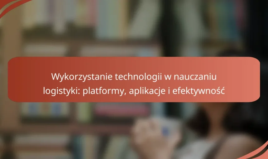 Wykorzystanie technologii w nauczaniu logistyki: platformy, aplikacje i efektywność