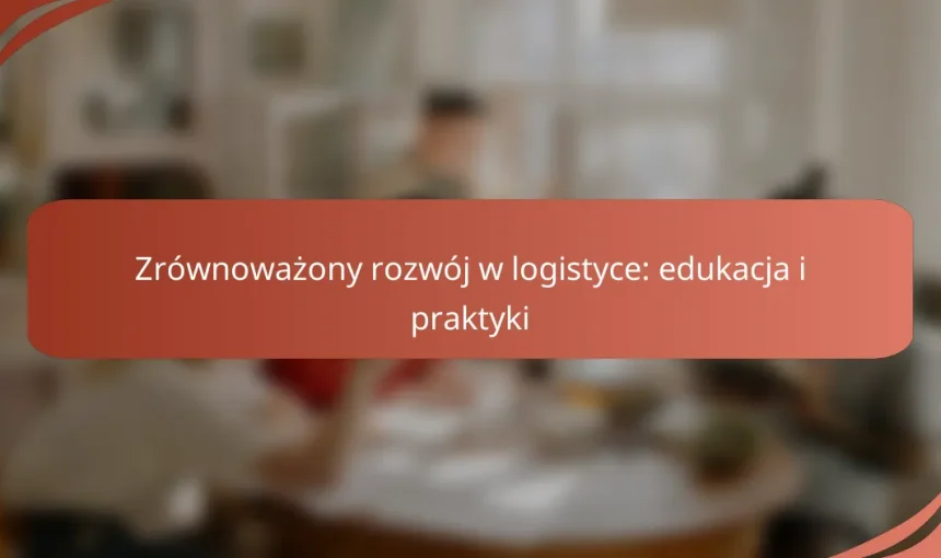 Zrównoważony rozwój w logistyce: edukacja i praktyki