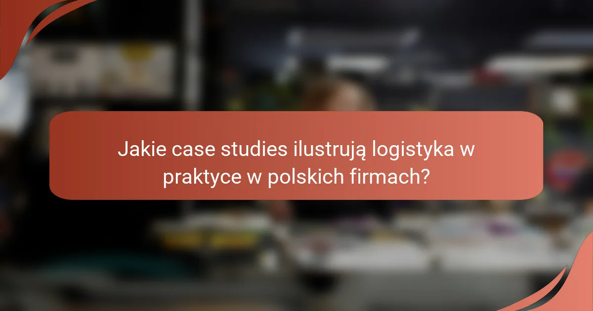 Jakie case studies ilustrują logistyka w praktyce w polskich firmach?