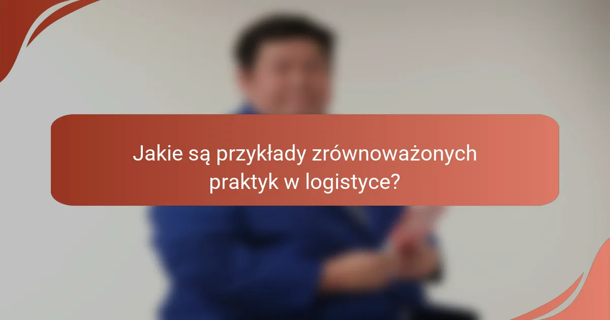 Jakie są przykłady zrównoważonych praktyk w logistyce?