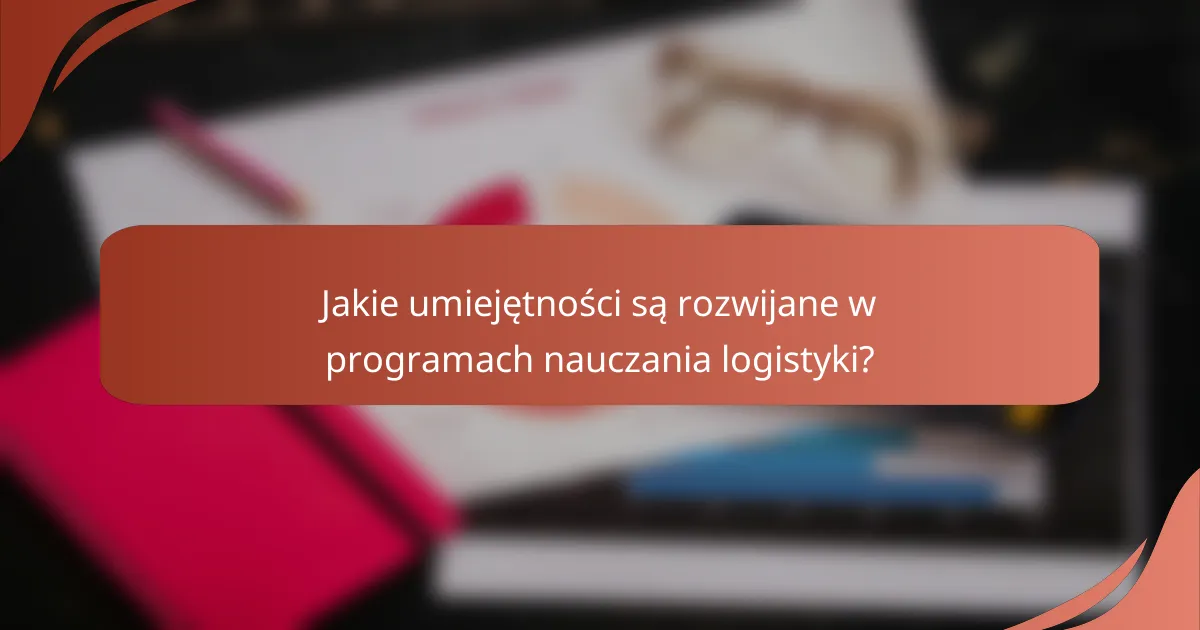 Jakie umiejętności są rozwijane w programach nauczania logistyki?