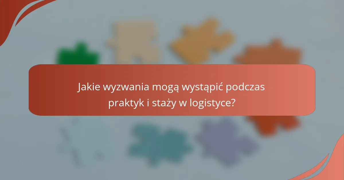 Jakie wyzwania mogą wystąpić podczas praktyk i staży w logistyce?