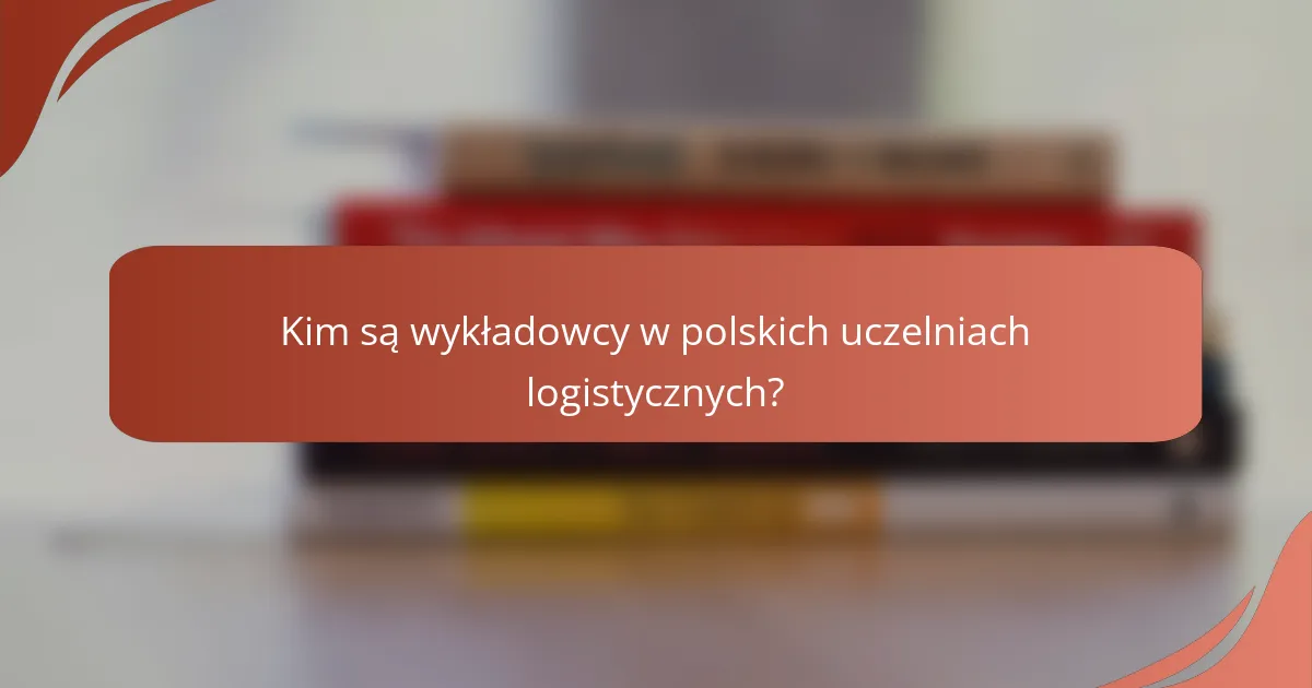 Kim są wykładowcy w polskich uczelniach logistycznych?