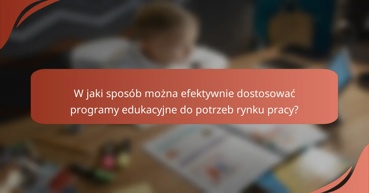 W jaki sposób można efektywnie dostosować programy edukacyjne do potrzeb rynku pracy?
